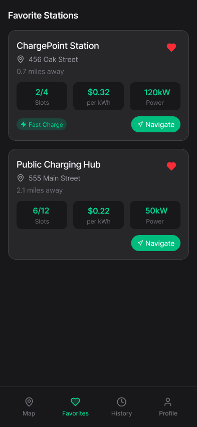 Charging Station Finder ui/ux case study, ev charging screen 2 of 6