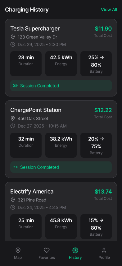 Charging Station Finder ui/ux case study, ev charging screen 3 of 6