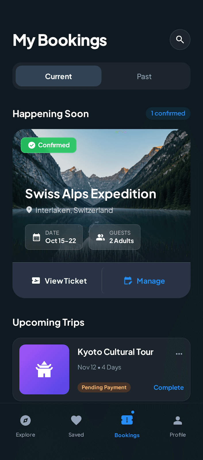 Travel Discovery App ui/ux case study, destination screen 3 of 8