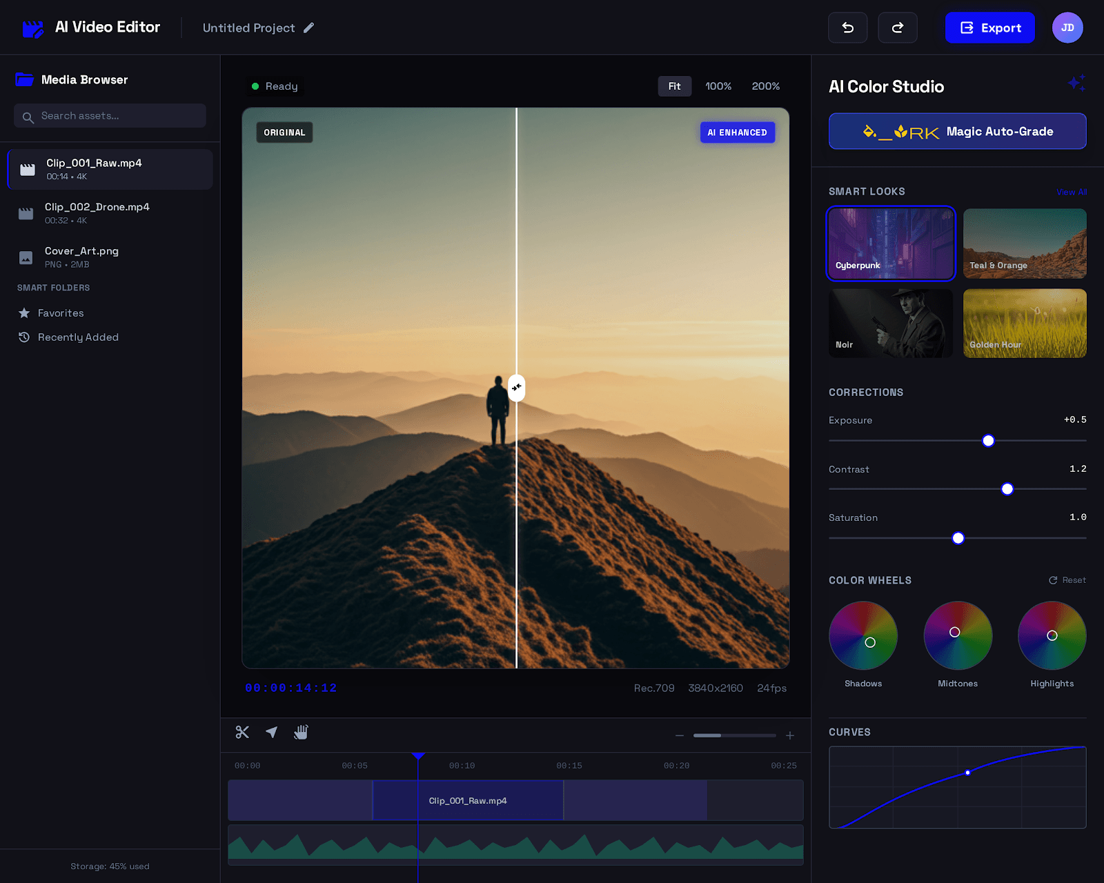 Professional Editing Suite ui/ux case study, video editor screen 4 of 5