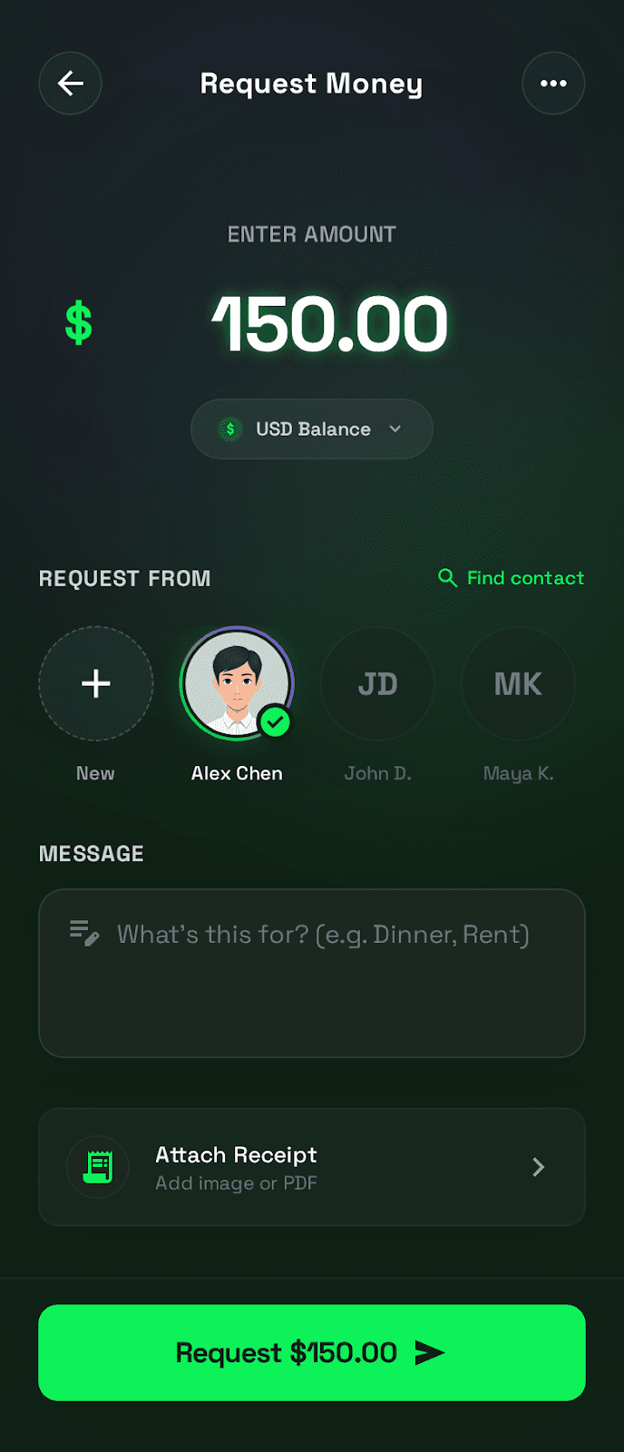 Digital Wallet Experience ui/ux case study, main balance screen 8 of 8